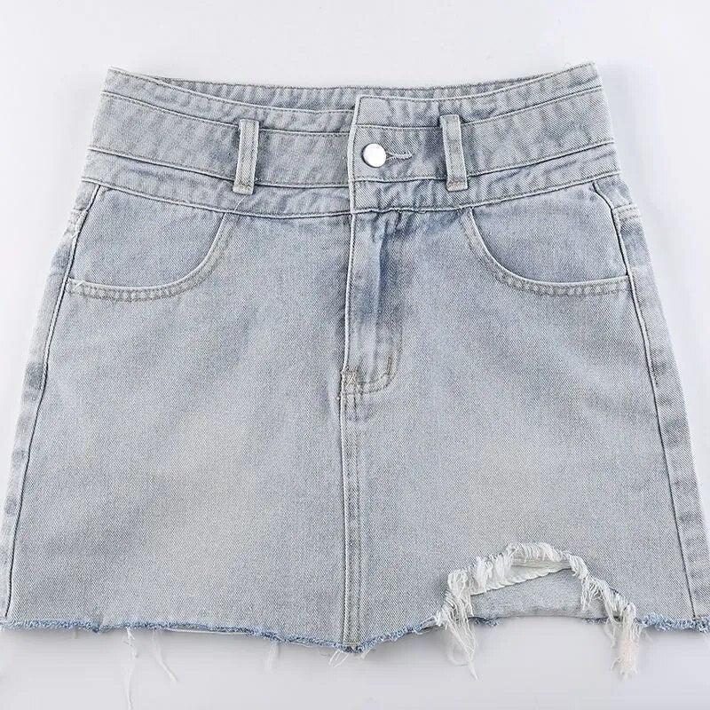 Sexy Hip Wrap Denim Mini Skirt with Shorts Women 2025 Summer Vintage High Waist Short Skirts Woman Chic All Match Jeans Skirt
