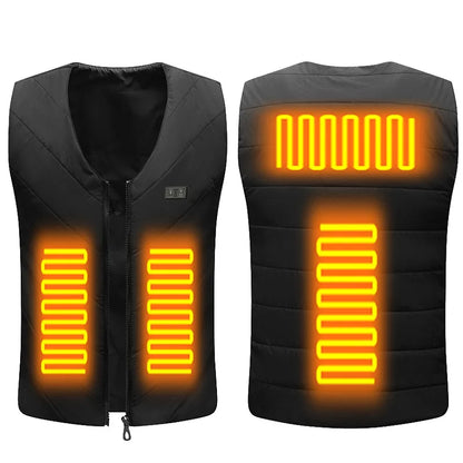 4 Areas Heated Vest Men Women Jacket Heated Clothes Casual V-neck USB Heated Vest Smart Control Temperature Heating Jacket Coat