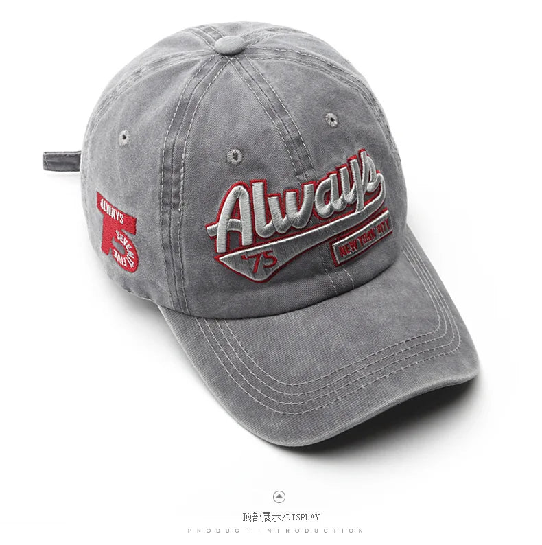 Summer Women Men Baseball Cap Fashion Letter Embroidery Snapback Hat Vintage Washed Cotton Unisex Hip Hop Sun Hat Casquette