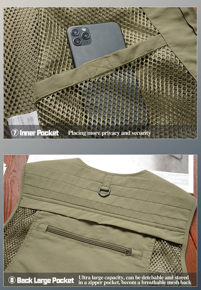 Workwear Safety Vest with Multi Pocket Emergency Rescue Volunteers Communication Safety Jacket Outdoor Work Clothing