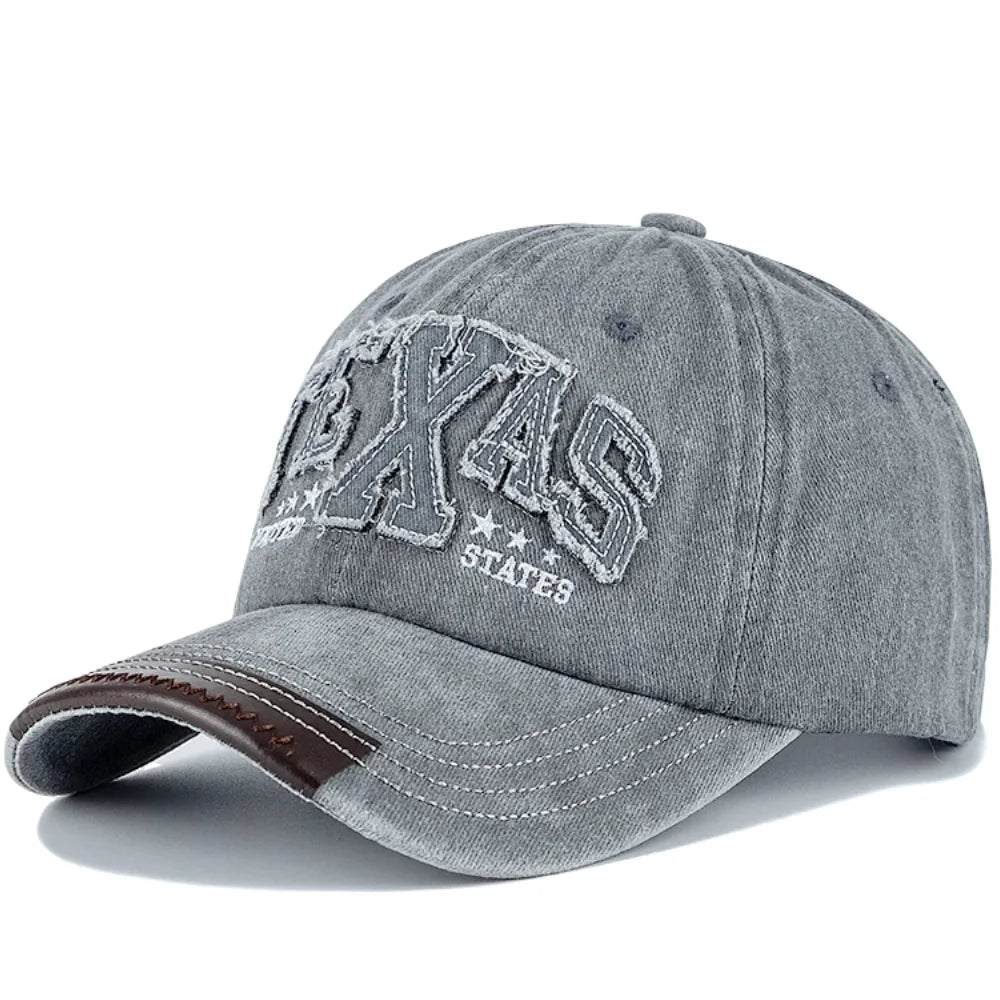 Unisex Vintage Classic Baseball Cap TEXAS Letter Embroidery Washed Cotton Chic Cap For Man Women Outdoor Casual Dad Hats