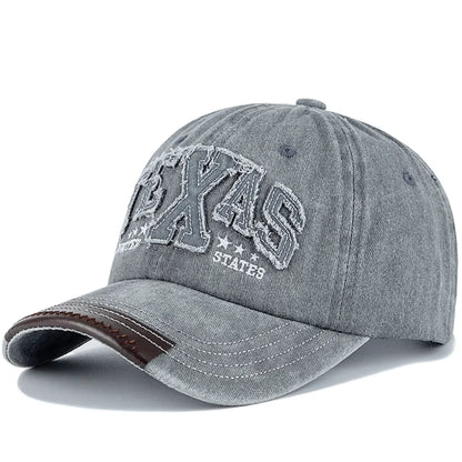 Unisex Vintage Classic Baseball Cap TEXAS Letter Embroidery Washed Cotton Chic Cap For Man Women Outdoor Casual Dad Hats