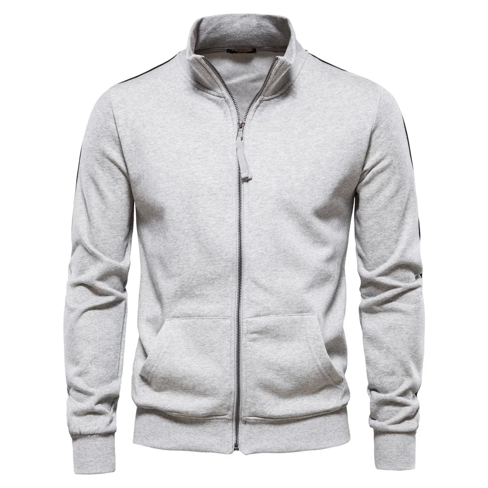 New Autumn Men Slim Fit Cardigan Jackets High Quality Male Stand Collar Casual Sweatshirt Coats Man Cotton Sweatshirts Size XXL