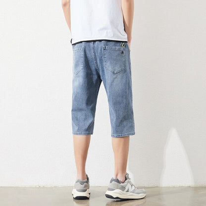 Pantalones cortos vaqueros de talla grande para hombre, pantalones largos tipo Bermudas de talla grande, pantalones vaqueros cortos para hombre, pantalones Capri 3/4 de verano 2023 para hombre 10XL 6XL 7XL azul