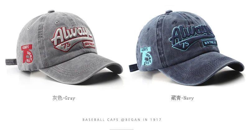 Summer Women Men Baseball Cap Fashion Letter Embroidery Snapback Hat Vintage Washed Cotton Unisex Hip Hop Sun Hat Casquette