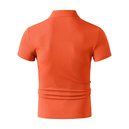 2025 New Men's Casual and Fashionable Simple Collared Short Sleeved Polo Shirt Summer Comfortable Breathable and Versatile Top