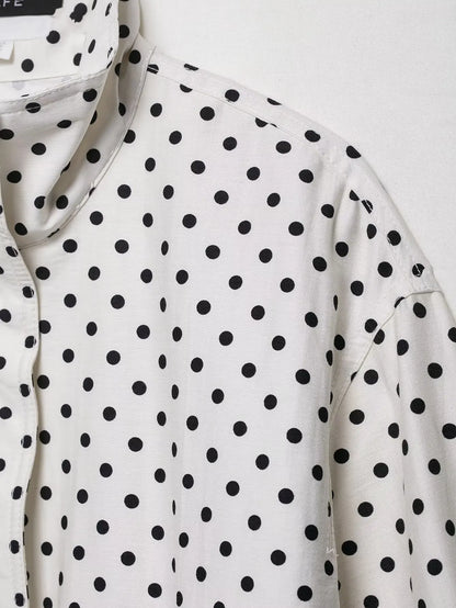 Woman Autumn Long Sleeves Turtleneck Zipper With Pockets Drawstring Casual Coats Women Fashion Polka Dot Printed Jacket