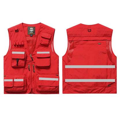 Workwear Safety Vest with Multi Pocket Emergency Rescue Volunteers Communication Safety Jacket Outdoor Work Clothing