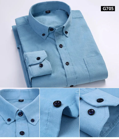 100% Cotton Men's Corduroy Shirts Long Sleeve Casual Regular Fit Business Dress Shirts  Man Comfortable Pocket Clothes 7XL 6XL