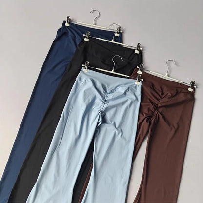 Crossover Flare Yoga Leggings for Women High Waist V Cross Bell Bottoms Tummy Control Yoga Pants Wide leg Fitness Leggings