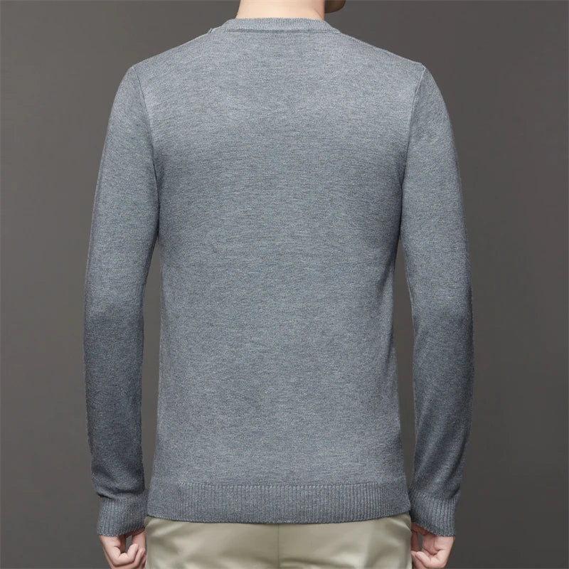 7 Colour Men's Round Neck Long Sleeved Solid Color Sweater Soft Warm and Comfortable Top with a Base