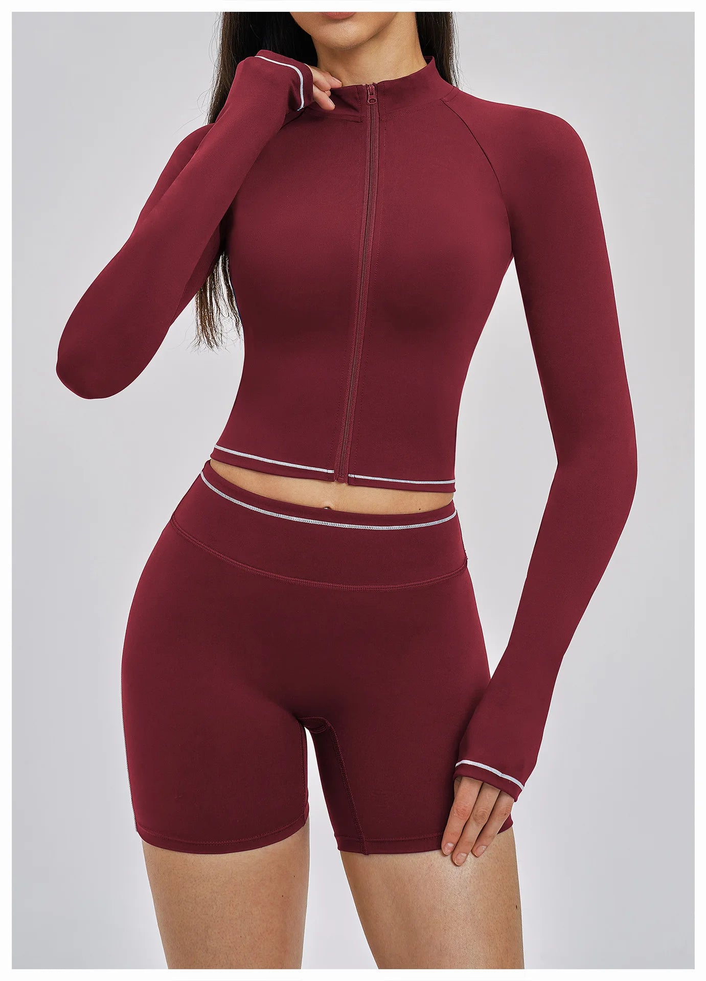 Seamless Yoga Long Sleeve Women Sports Jacket Zipper Fitness Yoga Shirt Gym Top Activewear Running Coats Cycling Workout Clothes
