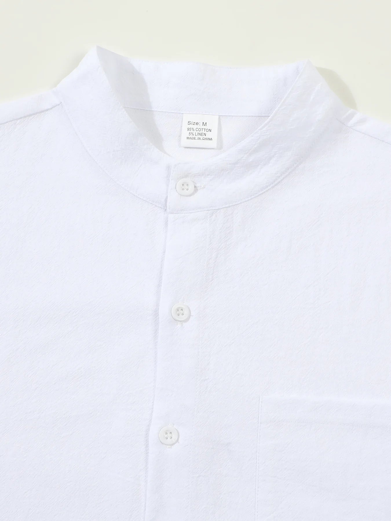 Autumn men's clothing 2025 new item men's solid color cotton and linen shirt stand up collar cardigan long sleeved casual busine
