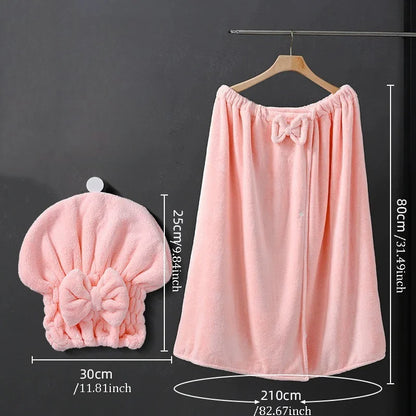 2 Sets Womens Wrap Towel with Hair Towel Bath Towel Wrap Shower Dress Towel Spa Wraps for Women's Bathrobe