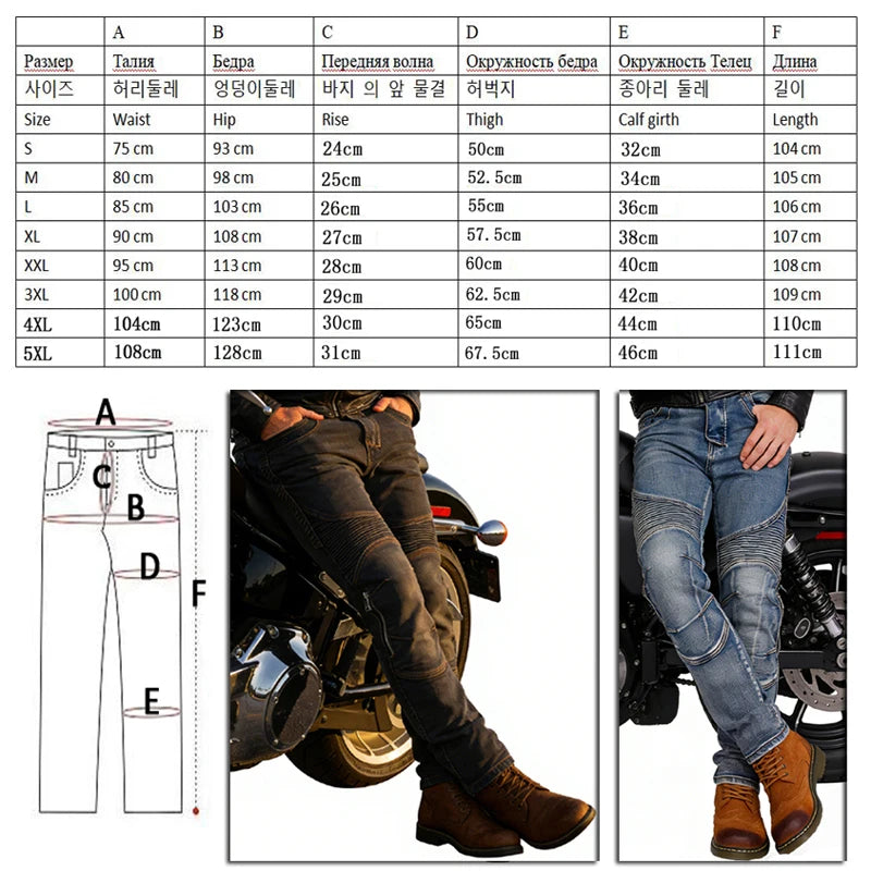 Men Kevlar Motorcycle Jeans Windproof Abrasion Resistant Protective Pants Blue Off Road Riding Trousers Four Season Gear