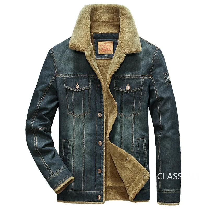 Men Denim Jackets Winter Coats Fleece Warm Jeans Jackets High Quality Male Casual Blue Denim Jackets New Fashion Jeans Coats M-5XL