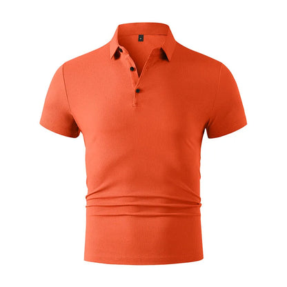 2025 New Men's Casual and Fashionable Simple Collared Short Sleeved Polo Shirt Summer Comfortable Breathable and Versatile Top