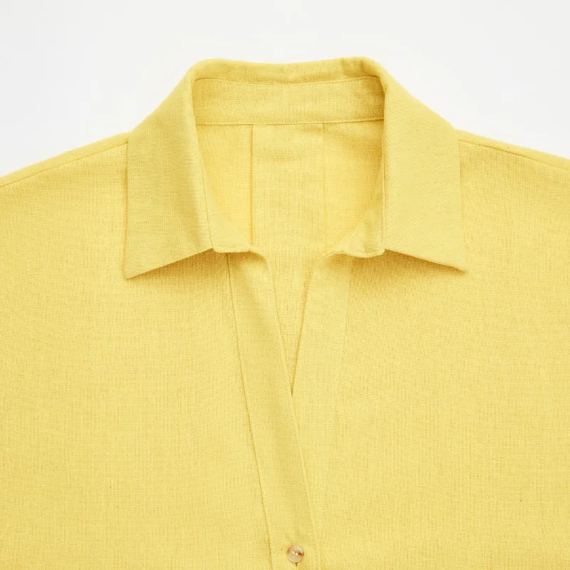 Women's Casual Loose Shirt for Spring/Summer 2026 Collar Button Design Wide Sleeves Minimalist Holiday Style