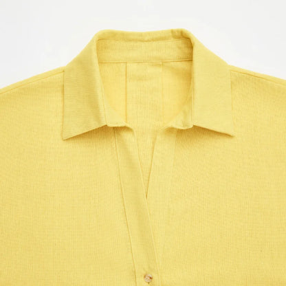 Women's Casual Loose Shirt for Spring/Summer 2026 Collar Button Design Wide Sleeves Minimalist Holiday Style