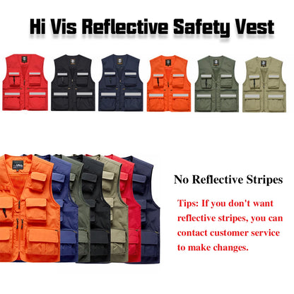 Workwear Safety Vest with Multi Pocket Emergency Rescue Volunteers Communication Safety Jacket Outdoor Work Clothing