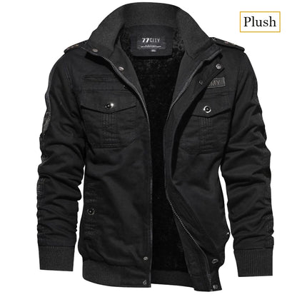 New Business Casual Jackets Man Winter Fleece Tactical Jacket Embroidery Windproof Multiple Pockets Outdoor Workwear Coat