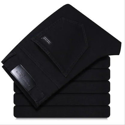 New Winter Men Black Fleece Denim Jeans Thicker Warm Jeans Pants Good Quality Male Stretch Straight Fit Long Jeans Trousers 40