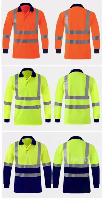 Quick-Dry Polo Shirt Work Reflective Labor Protection Safety Clothing Breathable Workwear Resistant Industrial Safety Shirt