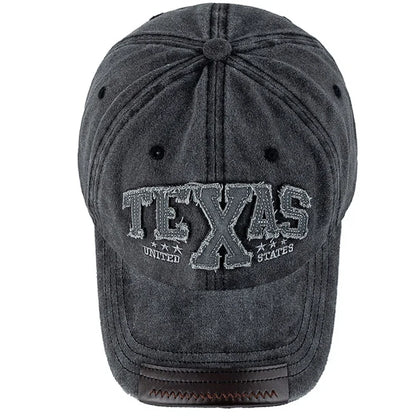 Unisex Vintage Classic Baseball Cap TEXAS Letter Embroidery Washed Cotton Chic Cap For Man Women Outdoor Casual Dad Hats