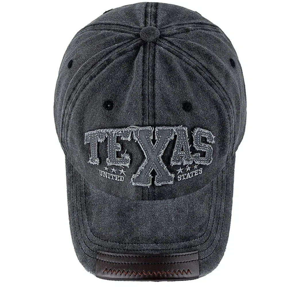 Unisex Vintage Classic Baseball Cap TEXAS Letter Embroidery Washed Cotton Chic Cap For Man Women Outdoor Casual Dad Hats