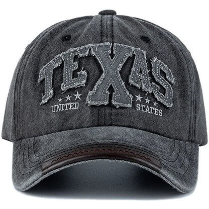 Unisex Vintage Classic Baseball Cap TEXAS Letter Embroidery Washed Cotton Chic Cap For Man Women Outdoor Casual Dad Hats