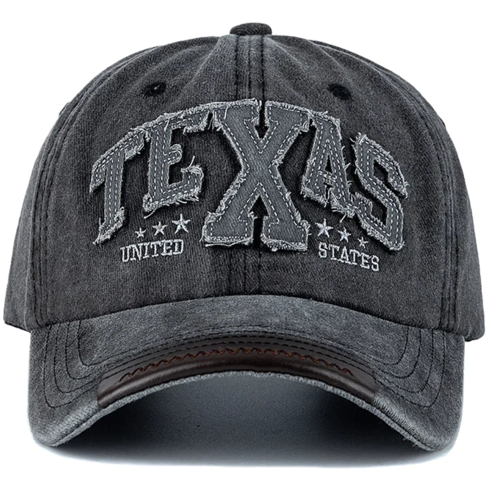 Unisex Vintage Classic Baseball Cap TEXAS Letter Embroidery Washed Cotton Chic Cap For Man Women Outdoor Casual Dad Hats