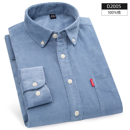 Retro Cotton Corduroy Warm Winter Shirt Men’s Long Sleeve Casual Soft Comfortable Pocket Dress Shirts for Male Blouse Clothes