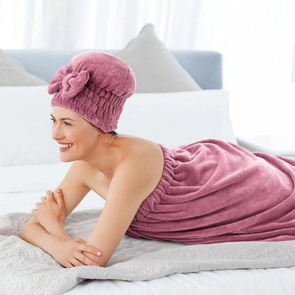 2 Sets Womens Wrap Towel with Hair Towel Bath Towel Wrap Shower Dress Towel Spa Wraps for Women's Bathrobe