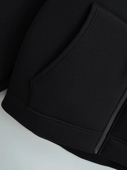 HH 2026 Casual Women's Soild Zipper Hoodie Long Sleeve Big Pocket Zipper Jacket With Hood Female Loose Outerwear Coat Tops