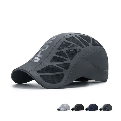 Men Quick Dry Hat Golf Driving Cycling Sports Letter Print Newsboy Flat Ivy Summer Baseball Caps Breathable Net Mesh Sunhat