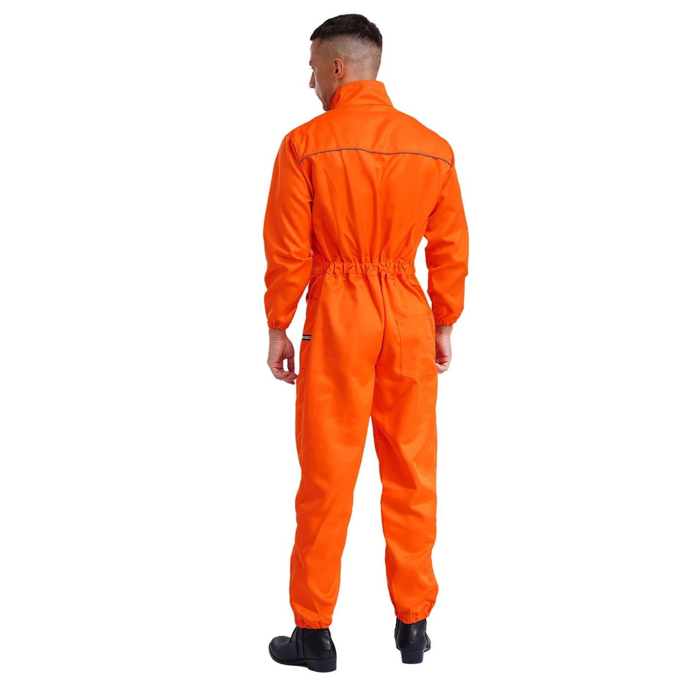 Men Resistant Coveralls Work Uniforms for Factory Workshop Stand Collar Long Sleeve Multi-pockets One-piece Jumpsuit Worker Wear