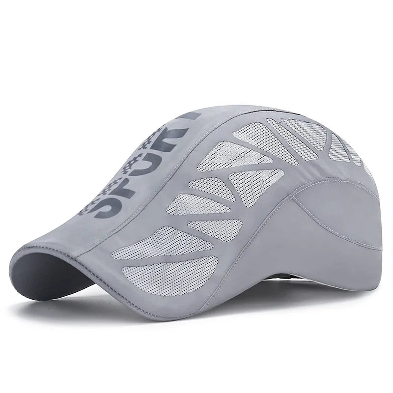 Men Quick Dry Hat Golf Driving Cycling Sports Letter Print Newsboy Flat Ivy Summer Baseball Caps Breathable Net Mesh Sunhat