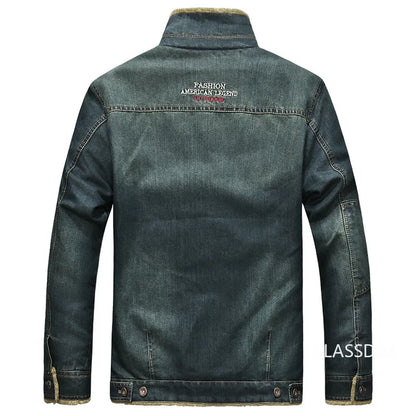 Men Denim Jackets Winter Coats Fleece Warm Jeans Jackets High Quality Male Casual Blue Denim Jackets New Fashion Jeans Coats M-5XL