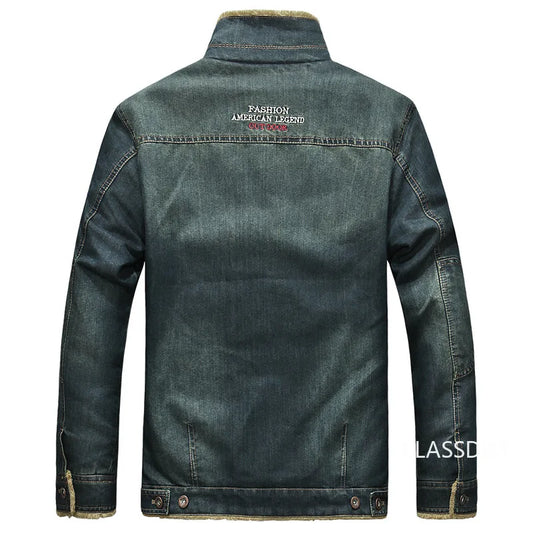 Men Denim Jackets Winter Coats Fleece Warm Jeans Jackets High Quality Male Casual Blue Denim Jackets New Fashion Jeans Coats M-5XL