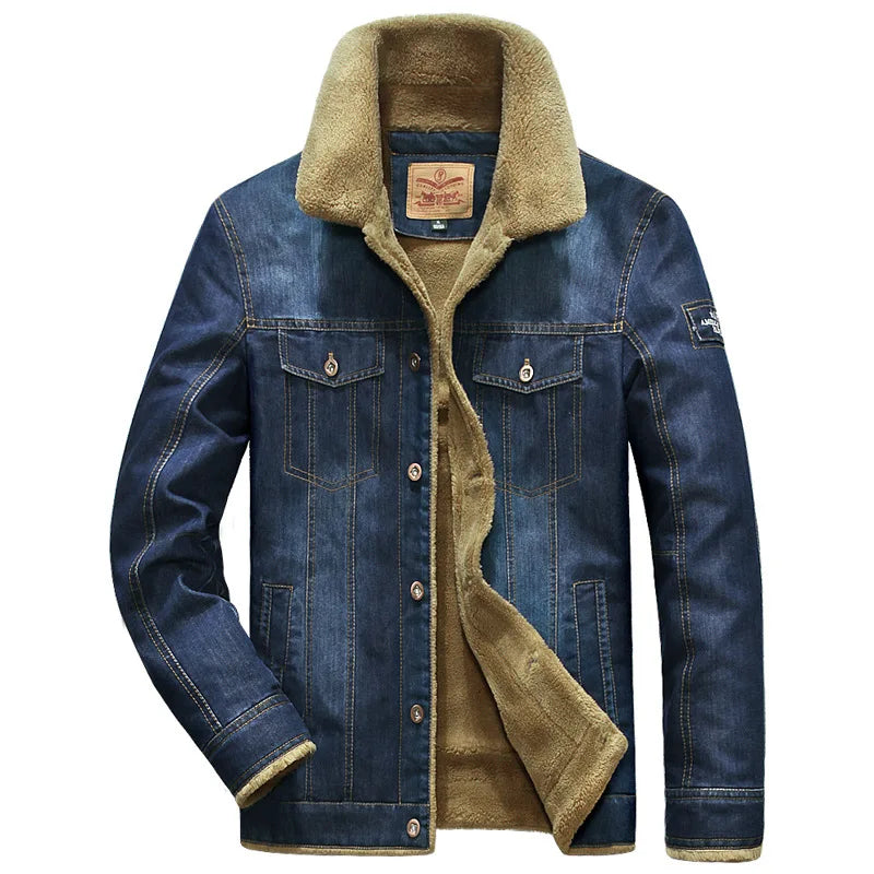 Men Denim Jackets Winter Coats Fleece Warm Jeans Jackets High Quality Male Casual Blue Denim Jackets New Fashion Jeans Coats M-5XL