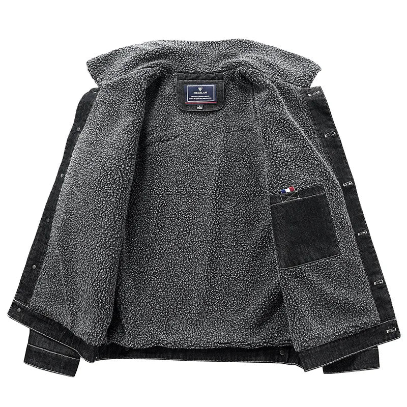 New Fashion Men Winter Fleece Warm Denim Jackets Tooling Coats Quality Cotton Male Multi-pocket Casual Cargo Jackets Size M-5XL