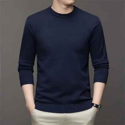 7 Colour Men's Round Neck Long Sleeved Solid Color Sweater Soft Warm and Comfortable Top with a Base