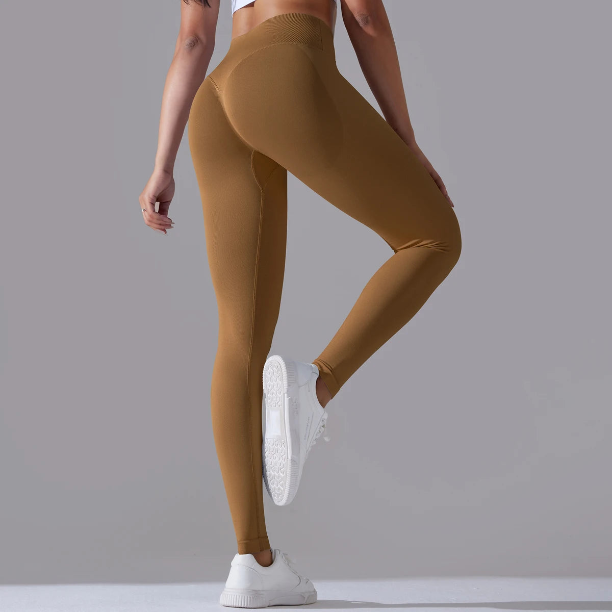 Seamless Yoga Pant Cross Over Waistband Sports Fitness Legging Women High Waist Gym Scrunch Butt Running Workout Leggings