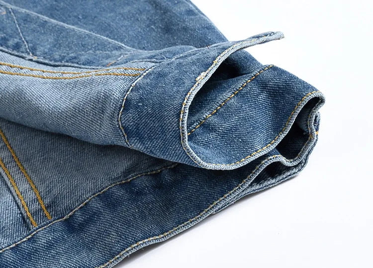 Men Slim Denim Vests Waistcoats Jackets Fashion Male Blue Fit Denim Coats Vests Large Size Punk Style Holes Jeans Vest Size 6XL