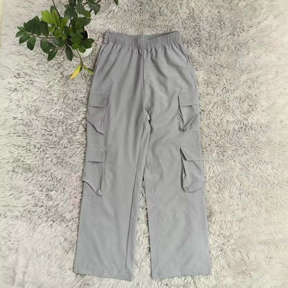 New Straight Cargo Pants Women High Waist Baggy Trousers Casual Wide Leg Slim Vintage Y2K Streetwear Pocket Fashion Casual Pants