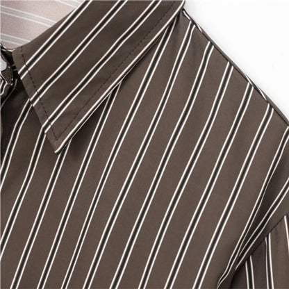 Autumn Blouses Woman Trendy Solid Stripe Turn-Down Collar Long Sleeve Buttons Single Breasted Female Street Shirts