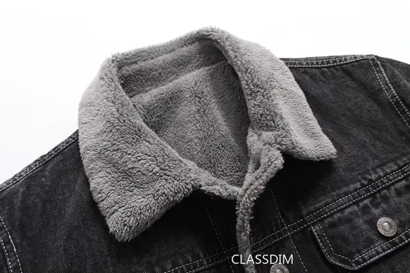Men Winter Black Denim Jackets Fleece Warm Coats Good Quality Male Casual Winter Jackets Outwear Casual Coats Winter Clothes S-4XL