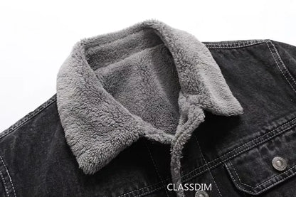 Men Winter Black Denim Jackets Fleece Warm Coats Good Quality Male Casual Winter Jackets Outwear Casual Coats Winter Clothes S-4XL