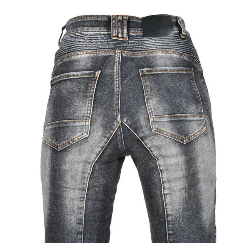 Womens zipper pants Motorcycle jeans Men's high elastic motorcycle riding rider pants Racing pants with protective