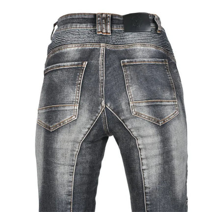 Womens zipper pants Motorcycle jeans Men's high elastic motorcycle riding rider pants Racing pants with protective